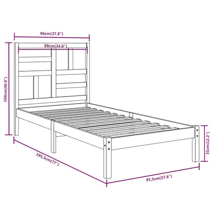 sengeramme 90x190 cm massivt træ