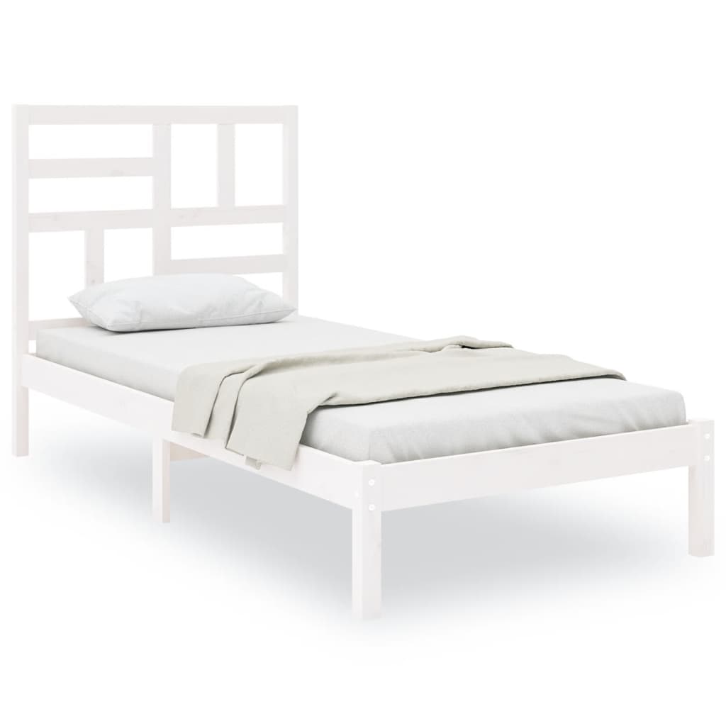 sengeramme 90x190 cm Single massivt træ hvid