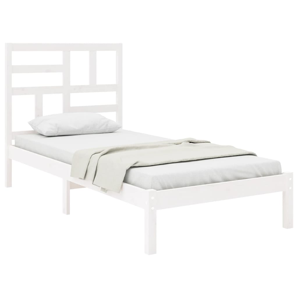 sengeramme 90x190 cm Single massivt træ hvid