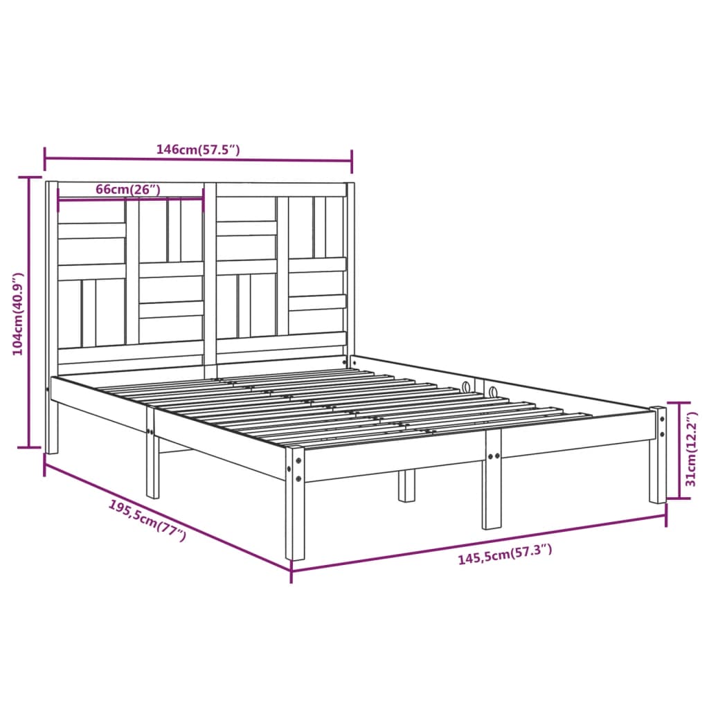 sengeramme 140x190 cm massivt træ