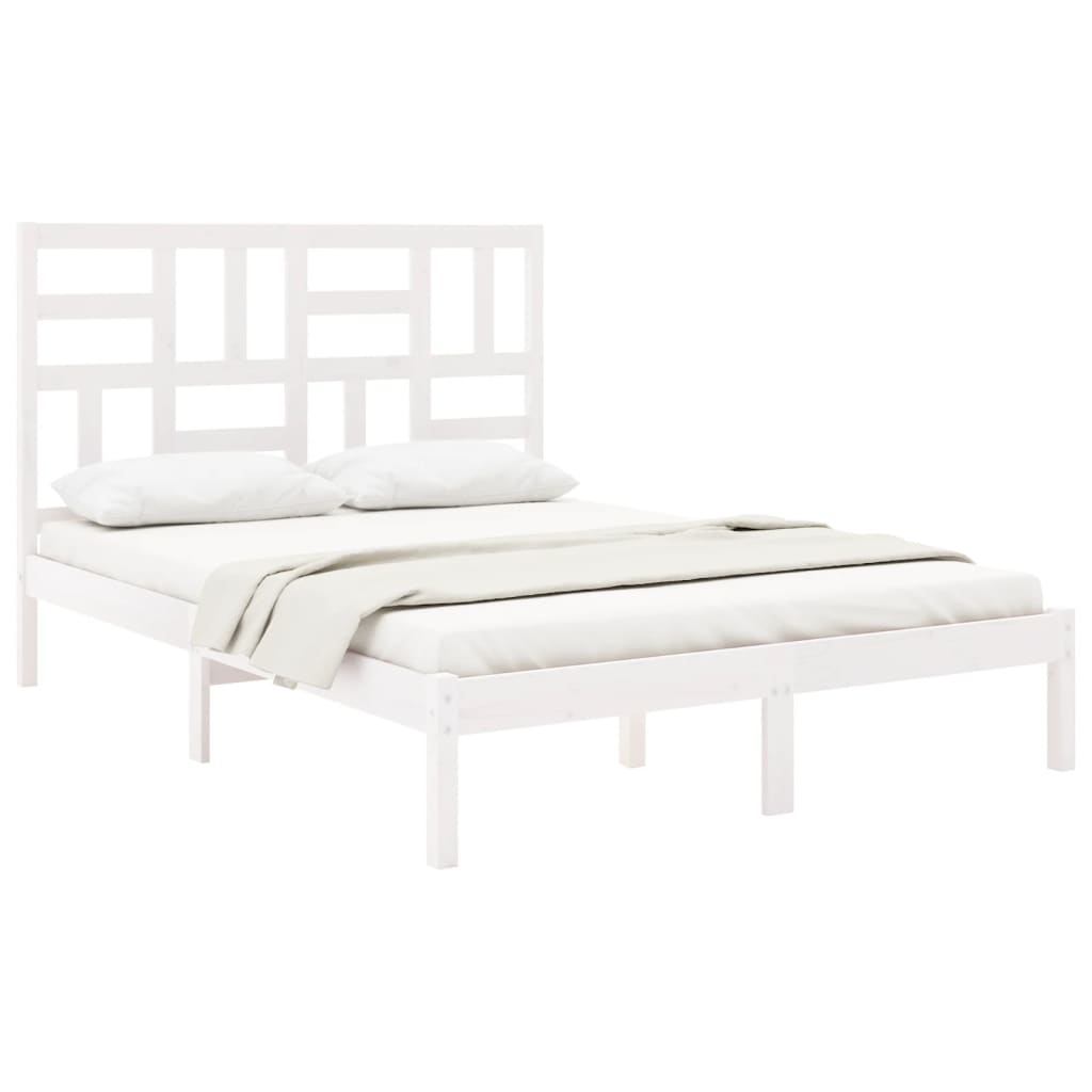 sengeramme 140x190 cm massivt træ hvid