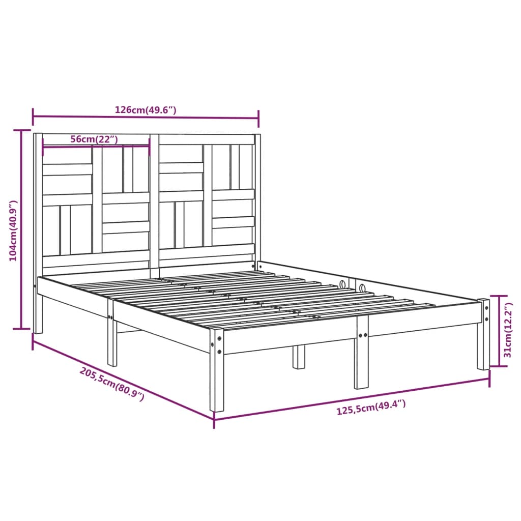sengeramme 120x200 cm massivt træ hvid