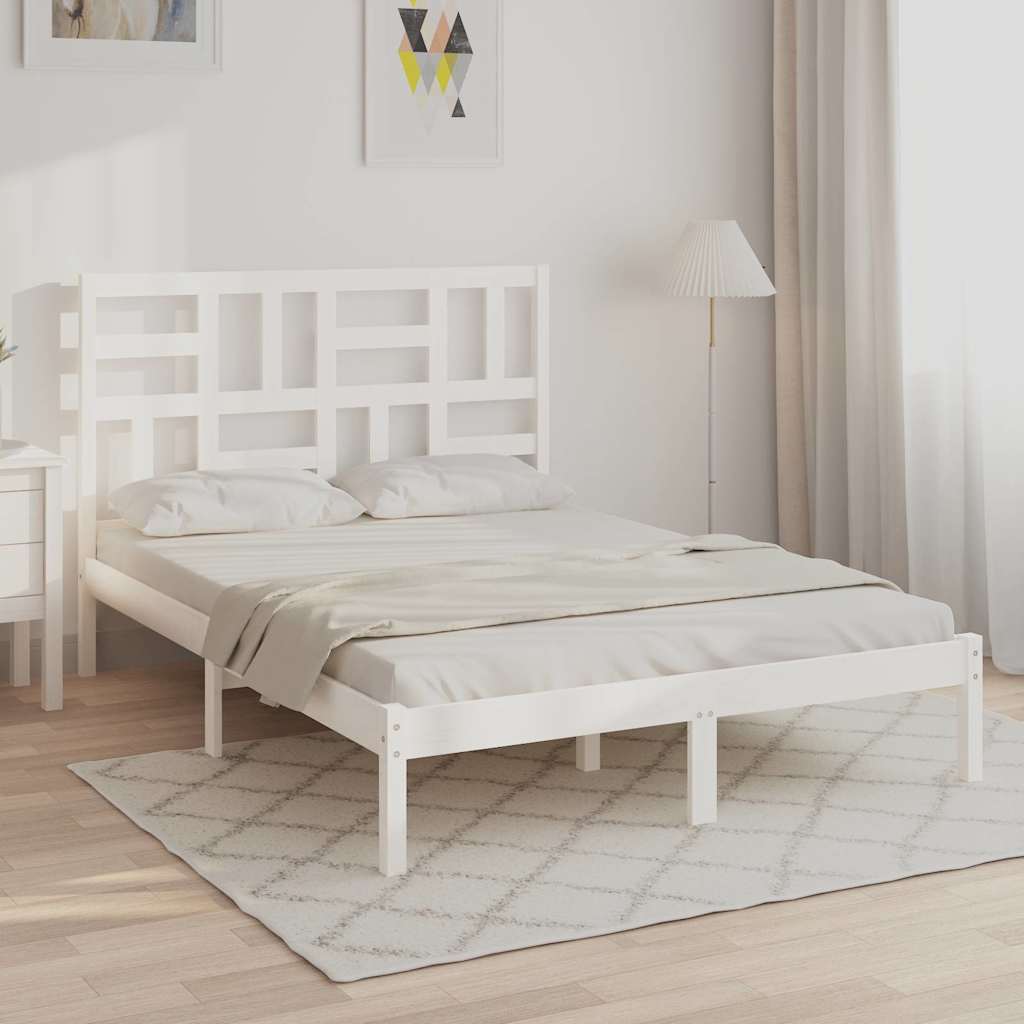 sengeramme 140x200 cm massivt træ hvid