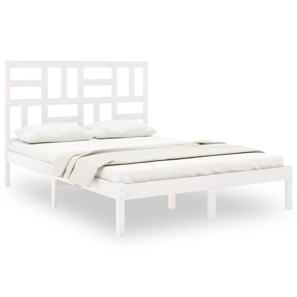 sengeramme 150x200 cm King Size massivt fyrretræ hvid