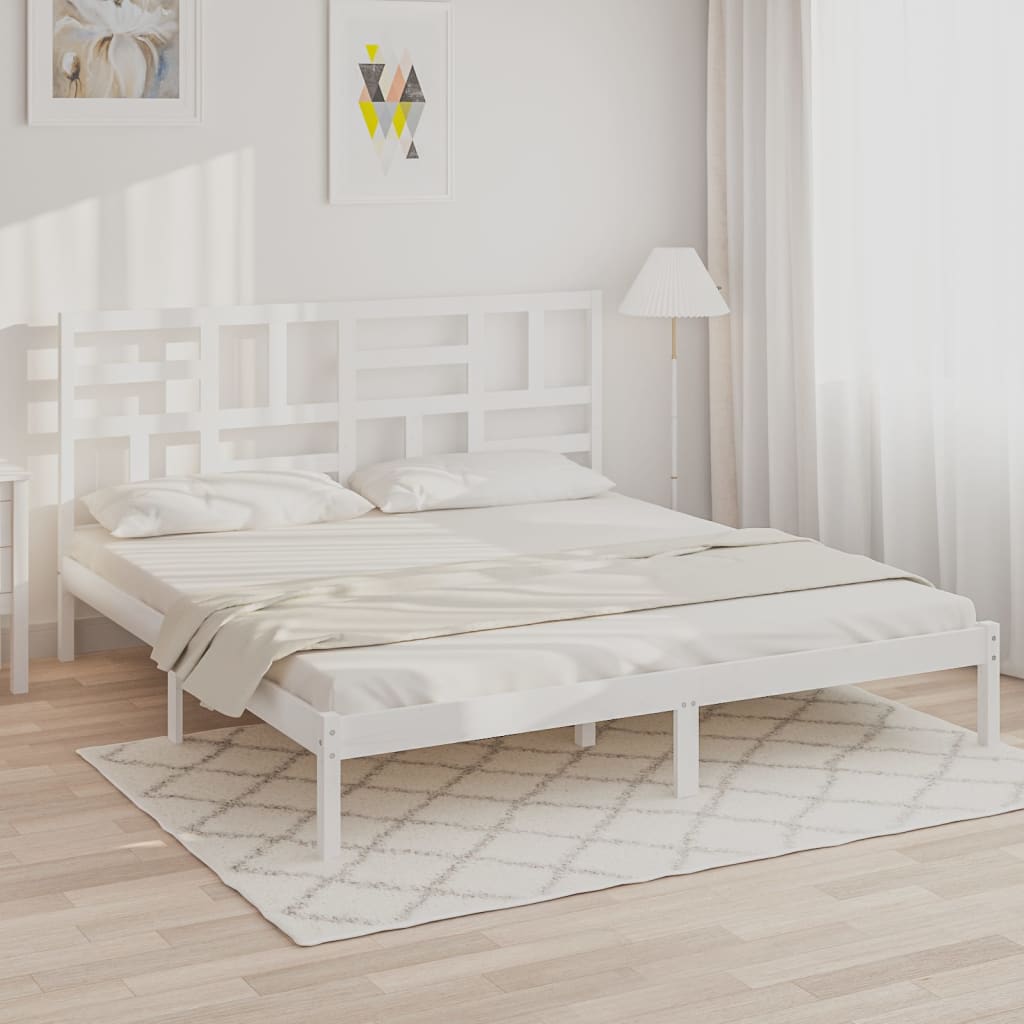 sengestel 180x200 cm Super King massivt fyrretræ hvid