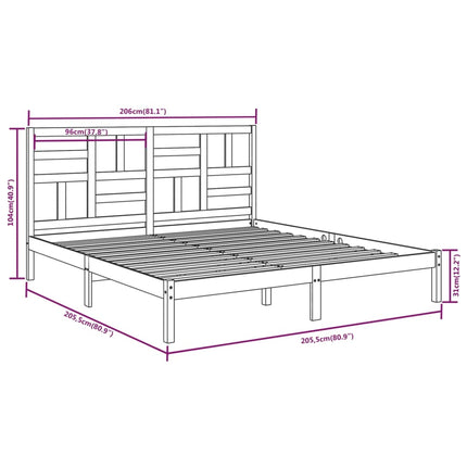 sengeramme uden madras 200x200 cm massivt træ
