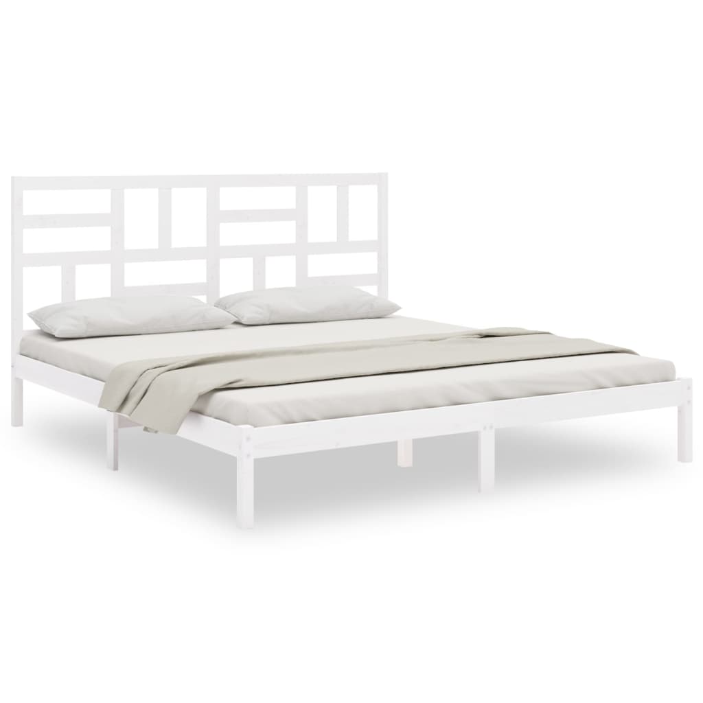 sengeramme 200x200 cm massivt træ hvid