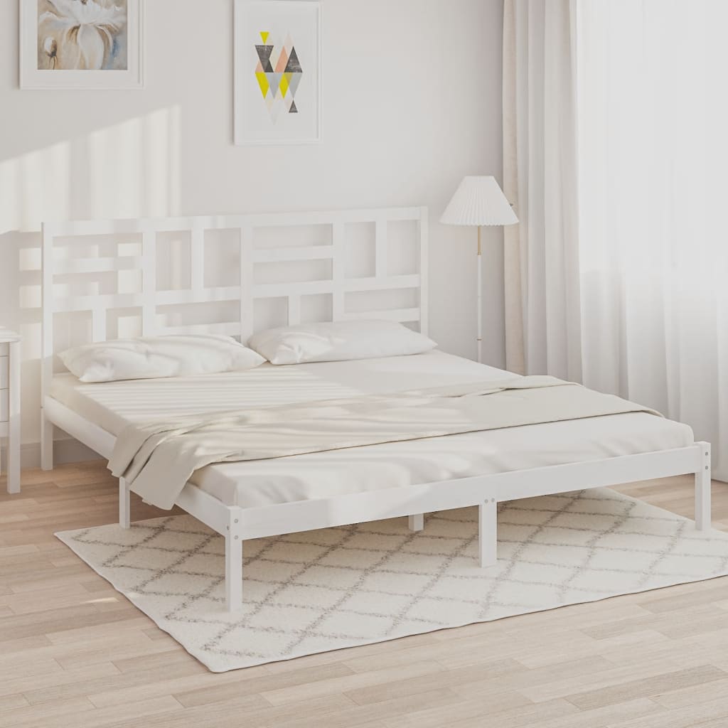 sengeramme 200x200 cm massivt træ hvid