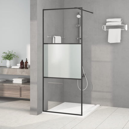 brusevæg 80x195 cm halvmatteret sikkerhedsglas sort