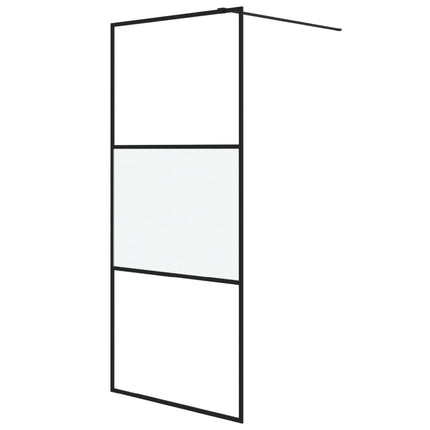 brusevæg 90x195 cm halvmatteret sikkerhedsglas sort