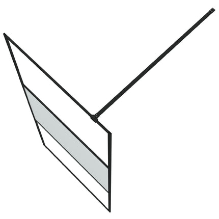 brusevæg 90x195 cm halvmatteret sikkerhedsglas sort