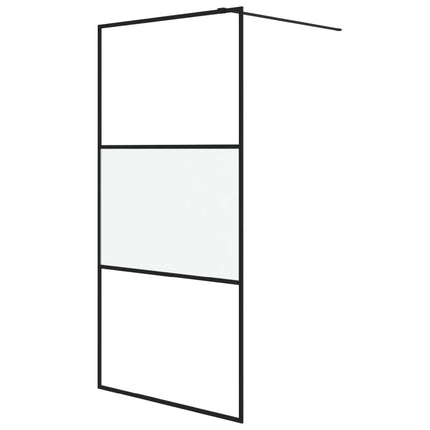 brusevæg 100x195 cm halvmatteret sikkerhedsglas sort