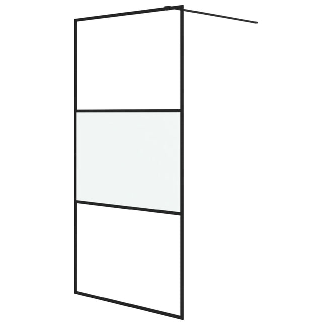 brusevæg 100x195 cm halvmatteret sikkerhedsglas sort