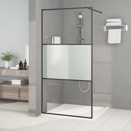 brusevæg 100x195 cm halvmatteret sikkerhedsglas sort