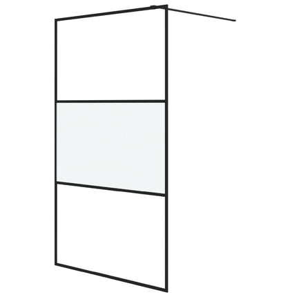brusevæg 115x195 cm halvmatteret sikkerhedsglas sort