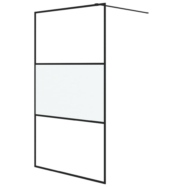 brusevæg 115x195 cm halvmatteret sikkerhedsglas sort
