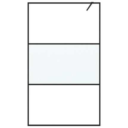 brusevæg 115x195 cm halvmatteret sikkerhedsglas sort