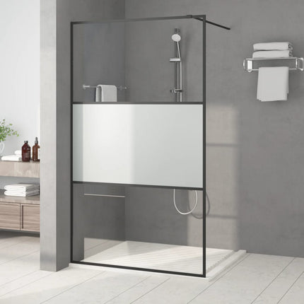 brusevæg 115x195 cm halvmatteret sikkerhedsglas sort
