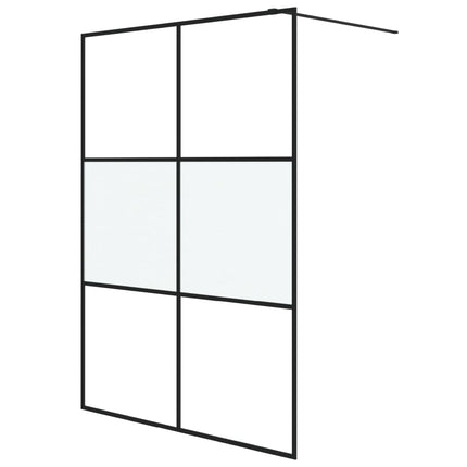 brusevæg 140x195 cm halvmatteret sikkerhedsglas sort