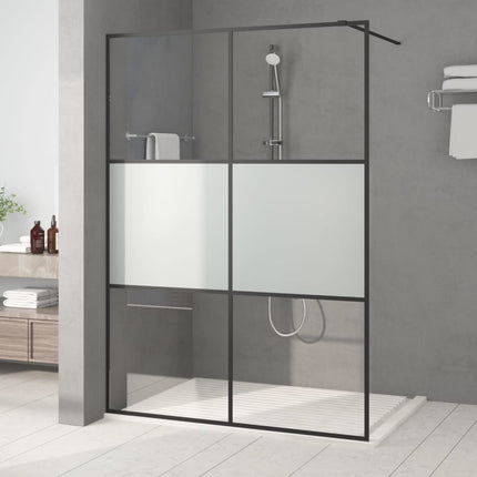 brusevæg 140x195 cm halvmatteret sikkerhedsglas sort