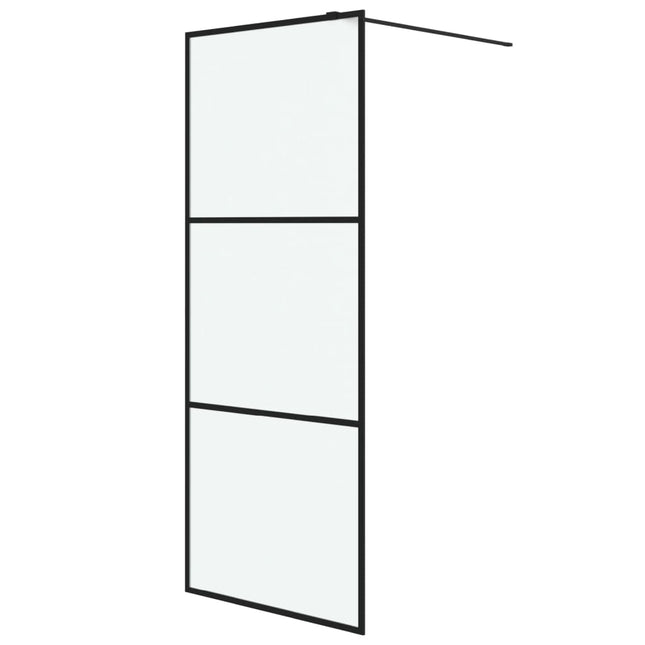 brusevæg 80x195 cm matteret sikkerhedsglas sort