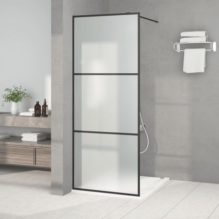 brusevæg 80x195 cm matteret sikkerhedsglas sort