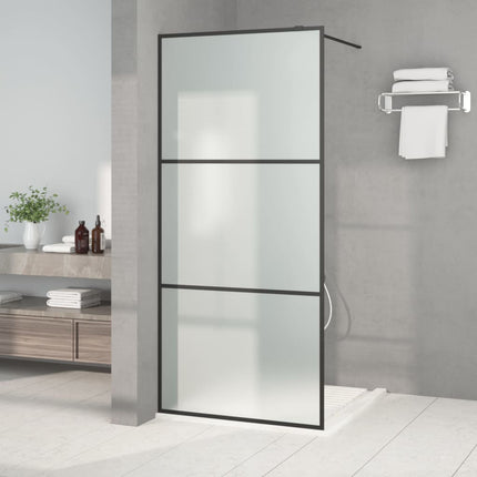 brusevæg 90x195 cm matteret sikkerhedsglas sort