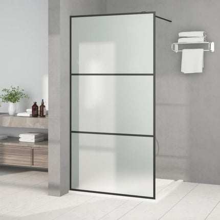 brusevæg 100x195 cm matteret sikkerhedsglas sort