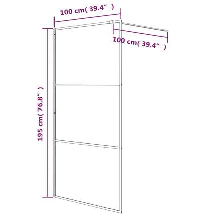 brusevæg 100x195 cm klart sikkerhedsglas sølvfarvet