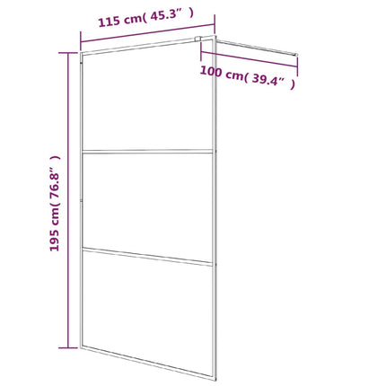 brusevæg 115x195 cm klart sikkerhedsglas sølvfarvet