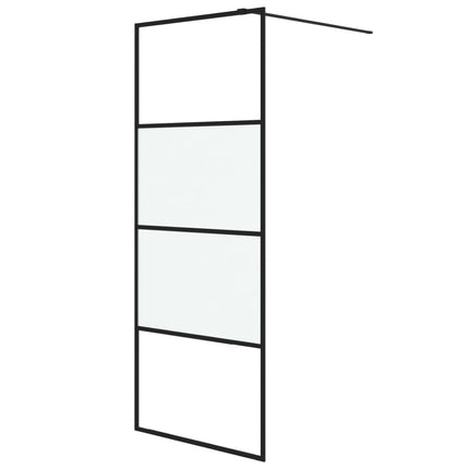 brusevæg 80x195 cm halvmatteret sikkerhedsglas sort