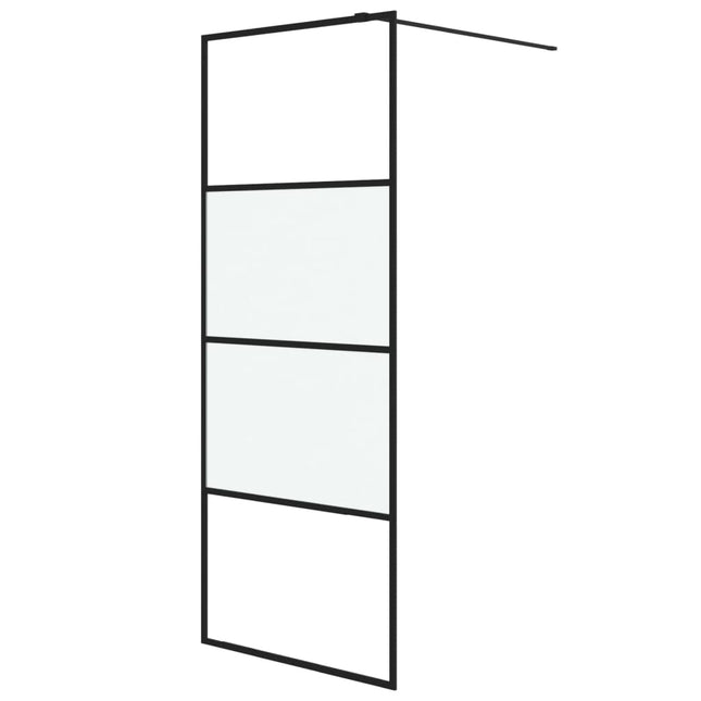 brusevæg 80x195 cm halvmatteret sikkerhedsglas sort
