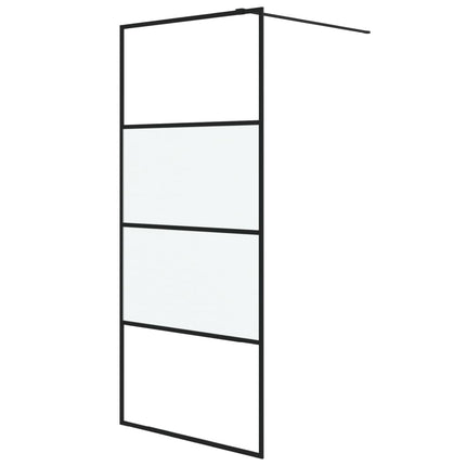 brusevæg 90x195 cm halvmatteret sikkerhedsglas sort