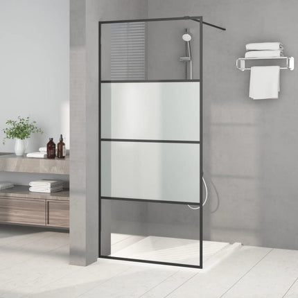 brusevæg 90x195 cm halvmatteret sikkerhedsglas sort