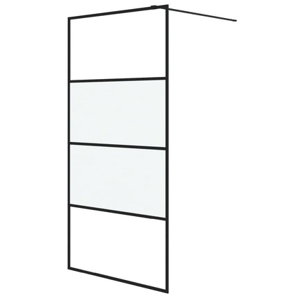brusevæg 100x195 cm halvmatteret sikkerhedsglas sort