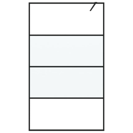 brusevæg 115x195 cm halvmatteret sikkerhedsglas sort