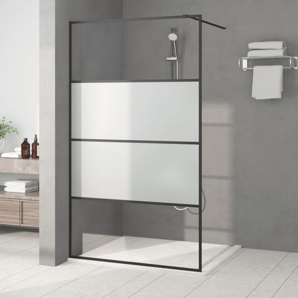 brusevæg 115x195 cm halvmatteret sikkerhedsglas sort