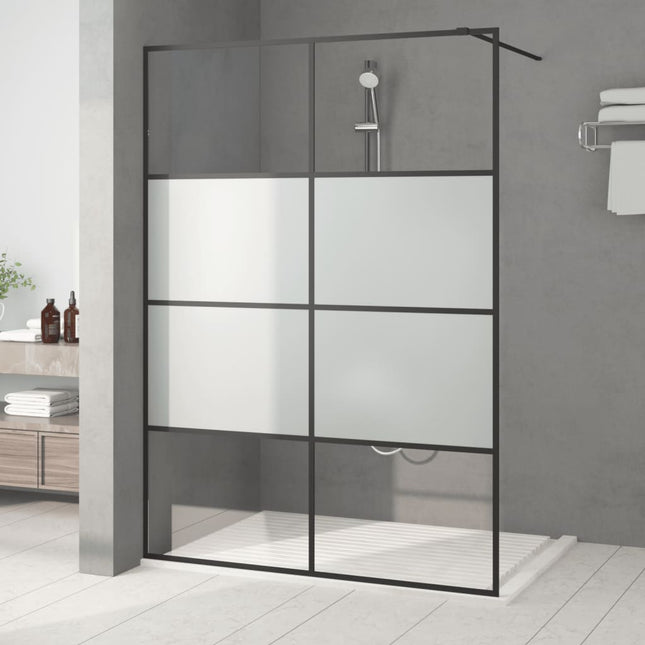 brusevæg 140x195 cm halvmatteret sikkerhedsglas sort