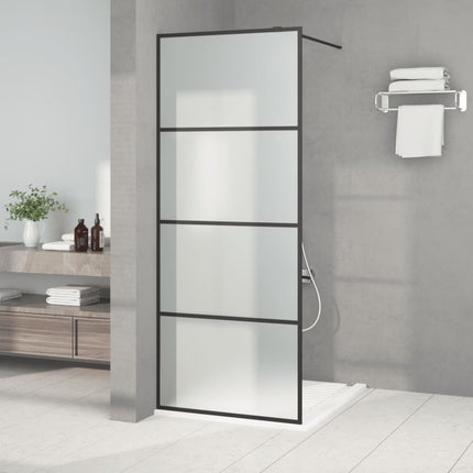 brusevæg 80x195 cm matteret sikkerhedsglas sort