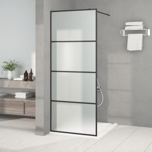 brusevæg 80x195 cm matteret sikkerhedsglas sort