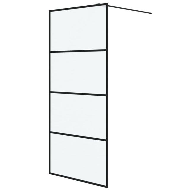 brusevæg 90x195 cm matteret sikkerhedsglas sort