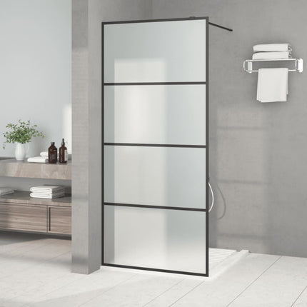 brusevæg 90x195 cm matteret sikkerhedsglas sort