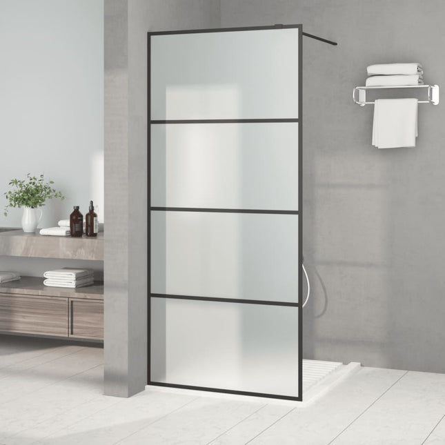 brusevæg 90x195 cm matteret sikkerhedsglas sort