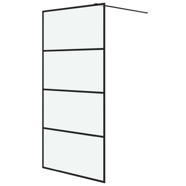 brusevæg 100x195 cm matteret sikkerhedsglas sort