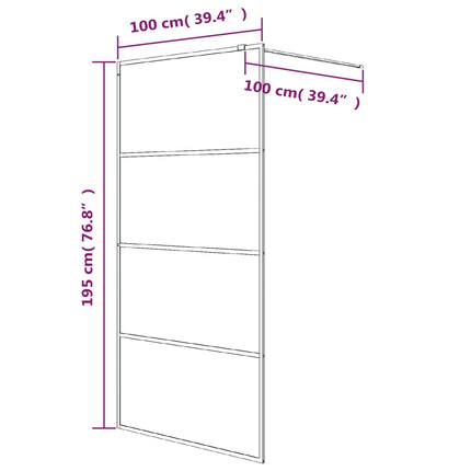 brusevæg 100x195 cm matteret sikkerhedsglas sort