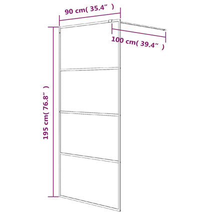 brusevæg 90x195 cm klart sikkerhedsglas sølvfarvet