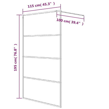 brusevæg 115x195 cm klart sikkerhedsglas sølvfarvet
