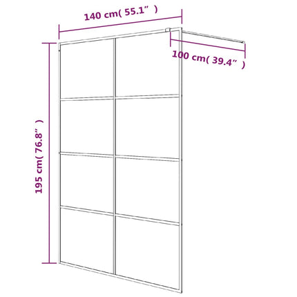 brusevæg 140x195 cm klart sikkerhedsglas sølvfarvet