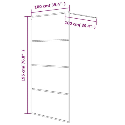 brusevæg 100x195 cm klart sikkerhedsglas hvid