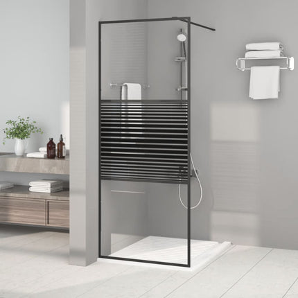 brusevæg 80x195 cm klart sikkerhedsglas sort